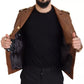 Dolce & Gabbana Brown Calfskin Button Down Blouson Jacket