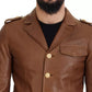 Dolce & Gabbana Brown Calfskin Button Down Blouson Jacket