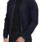 Dolce & Gabbana Dark Blue Suede Lambskin Blouson Jacket