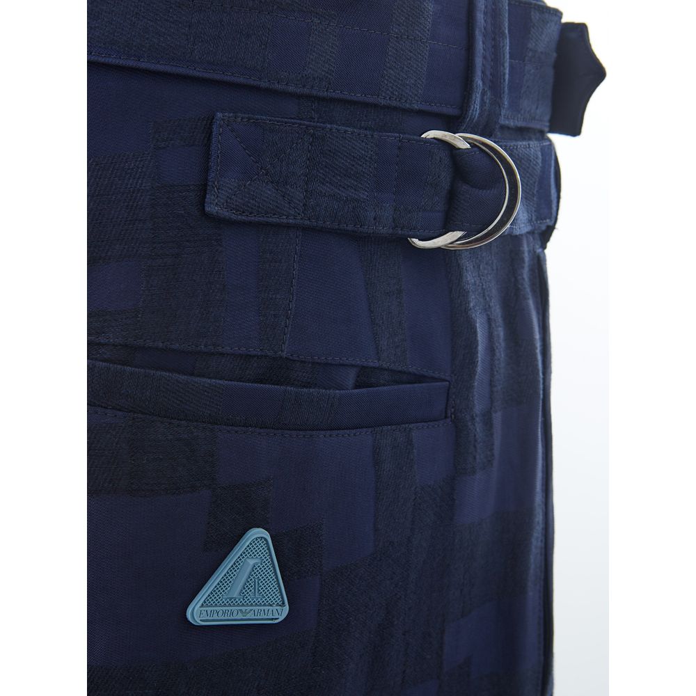 Emporio Armani Elegant Blue Linen Trousers for Men