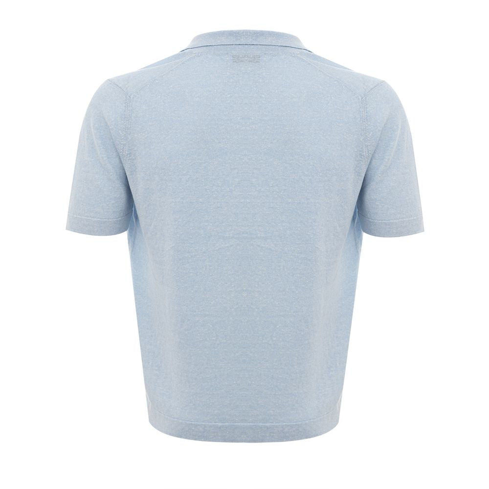 Gran Sasso Elegant Light Blue Linen-Cotton Blend Shirt