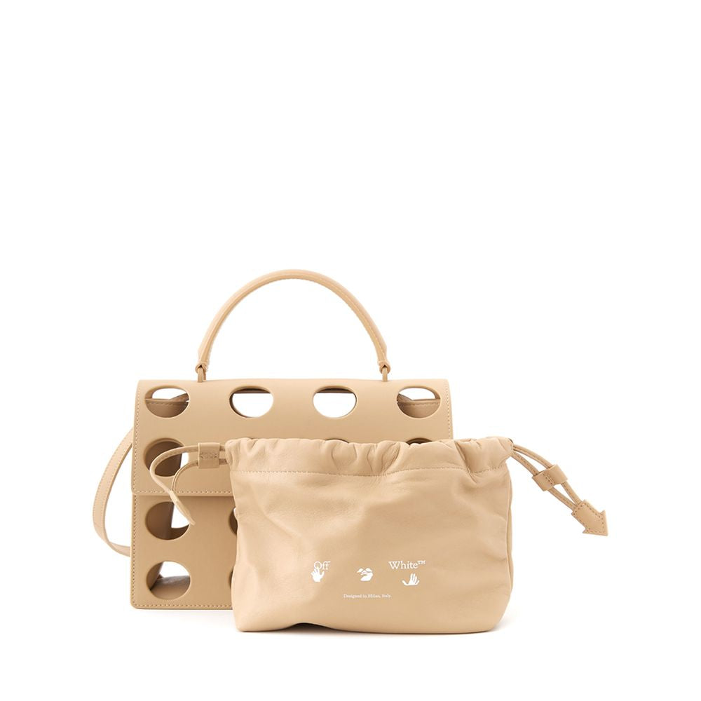 Off-White Chic Beige Leather Handbag for Sophisticated Style