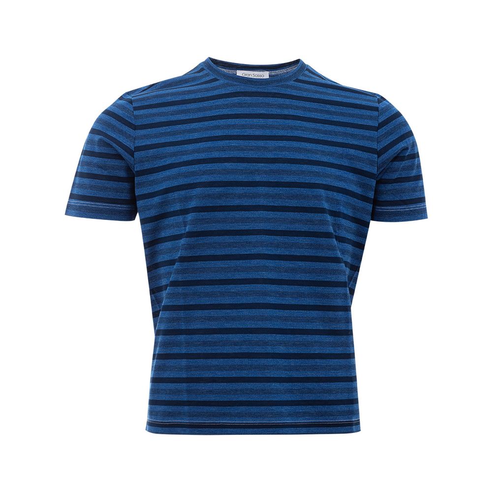 Gran Sasso Elegant Blue Cotton Tee for Sophisticated Style