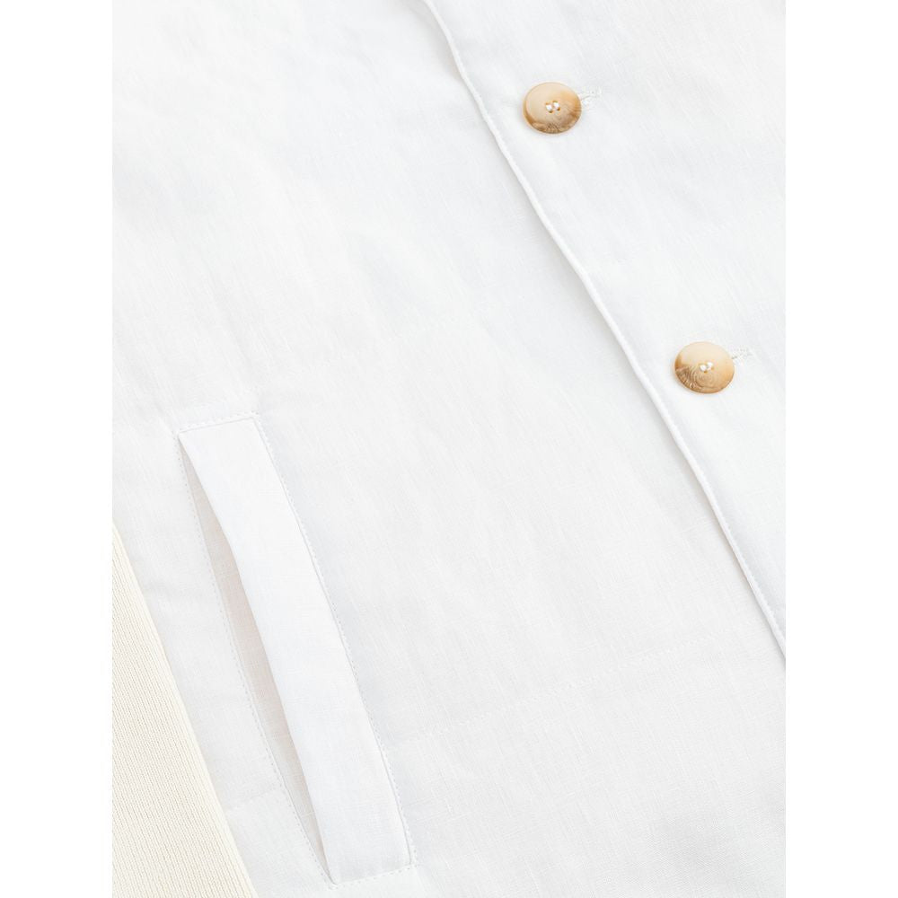 Gran Sasso Elegant White Linen-Cotton Blend Jacket