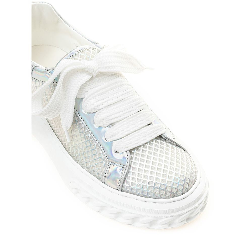 Casadei Silver Eco Leather Chic Sneakers