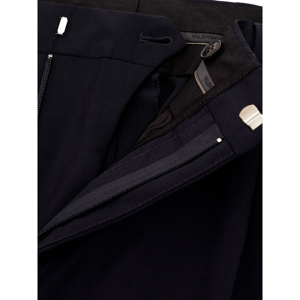 Valentino Elegant Black Wool Pants for Men