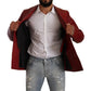 Dolce & Gabbana Red Double Breasted Leather Coat Jacket