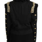 Dolce & Gabbana Black Crystal Blazer Coat Wool Jacket