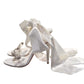 Christian Louboutin Astrinodo 100 Ivory Crystal Embellished Bow and Satin Ankle Wrap High Heels