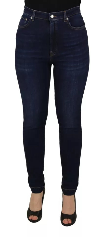 Dolce & Gabbana Dark Blue High Waist Skinny Cotton Jeans