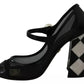 Dolce & Gabbana Black Embellished Harlequin Mary Janes Pumps Shoes