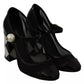 Dolce & Gabbana Black Embellished Harlequin Mary Janes Pumps Shoes