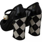 Dolce & Gabbana Black Embellished Harlequin Mary Janes Pumps Shoes