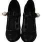 Dolce & Gabbana Black Embellished Harlequin Mary Janes Pumps Shoes