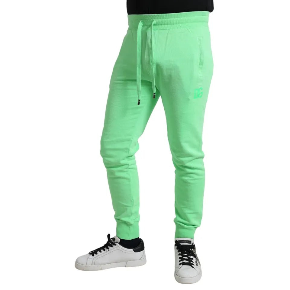 Dolce & Gabbana Neon Green Cotton Stretch Jogger Sweatpants Pants