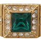 Dolce & Gabbana Gold Plated 925 Silver Green Crystal Ring