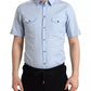 Dolce & Gabbana Blue Cotton Short Sleeves Casual GOLD Shirt