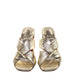 Christian Louboutin Dispo Club 85 Crossover Gold Leather High Heel Mules