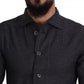 Dolce & Gabbana Black Gray Checkered Long Sleeves Collared Casual Shirt