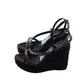 Christian Louboutin Malfadina Zeppa 120 Black Studded Sandal Wedges