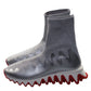 Christian Louboutin Sharky Sock Flat Silver Maille Lurex Sneakers