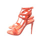 Christian Louboutin Mara 100 Drag Orange Patent Leather Strappy High Heels