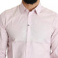 Dolce & Gabbana Light Pink Cotton Men Formal GOLD Dress Shirt