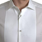 Dolce & Gabbana White Bib Cotton Poplin Men Formal GOLD Shirt