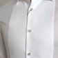 Dolce & Gabbana White Bib Cotton Poplin Men Formal GOLD Shirt