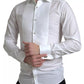 Dolce & Gabbana White Bib Cotton Poplin Men Formal GOLD Shirt