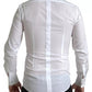 Dolce & Gabbana White Bib Cotton Poplin Men Formal GOLD Shirt