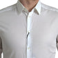 Dolce & Gabbana White Formal Cotton Tuxedo Dress GOLD Shirt