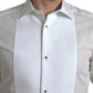 Dolce & Gabbana White Formal Cotton Tuxedo Dress GOLD Shirt