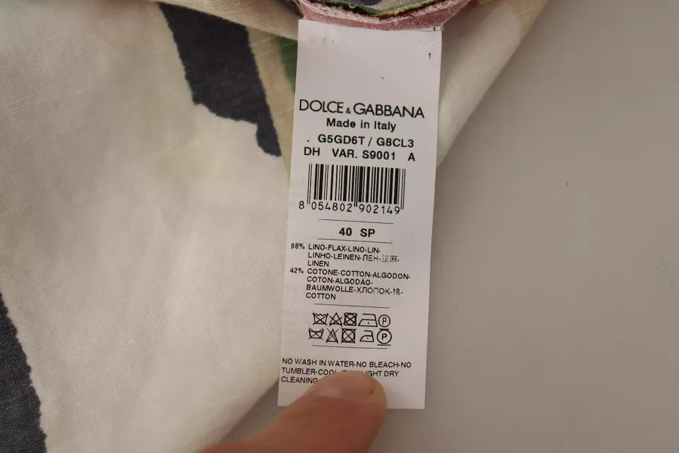 Dolce & Gabbana Multicolor Striped Linen Cotton Shirt