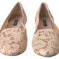 Dolce & Gabbana Beige Floral Lace Loafers Flats Shoes