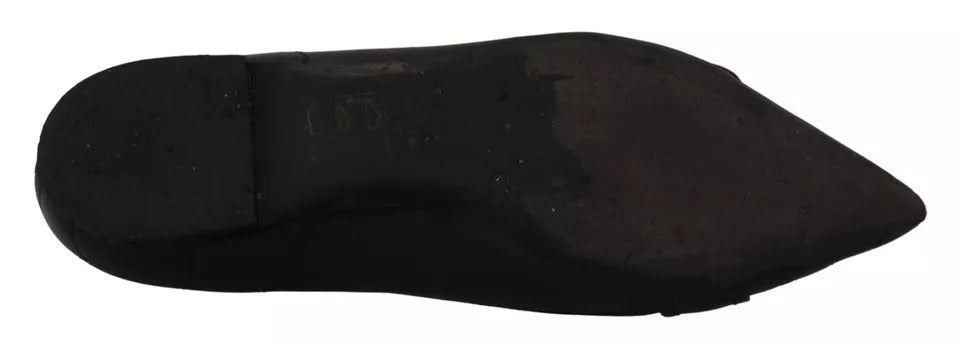 Dolce & Gabbana Black Devotion Leather Pointy Flats Shoes