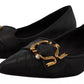 Dolce & Gabbana Black Devotion Leather Pointy Flats Shoes