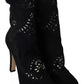 Dolce & Gabbana Black Stretch Pumps Boots Floral Lace Shoes