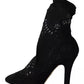 Dolce & Gabbana Black Stretch Pumps Boots Floral Lace Shoes