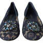 Dolce & Gabbana Blue Taormina Lace Crystals Flats Shoes