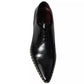 Dolce & Gabbana Black Leather Gold Studded Derby Dress Shoes