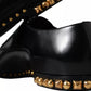 Dolce & Gabbana Black Leather Gold Studded Derby Dress Shoes