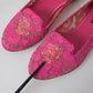 Dolce & Gabbana Pink Taormina Lace Slip On Flats Shoes