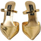 Dolce & Gabbana Gold Leather Mary Janes Mule Sandals Shoes