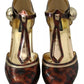 Dolce & Gabbana Gold Leopard T-strap Pumps Sandals Shoes