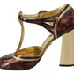 Dolce & Gabbana Gold Leopard T-strap Pumps Sandals Shoes