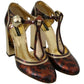 Dolce & Gabbana Gold Leopard T-strap Pumps Sandals Shoes