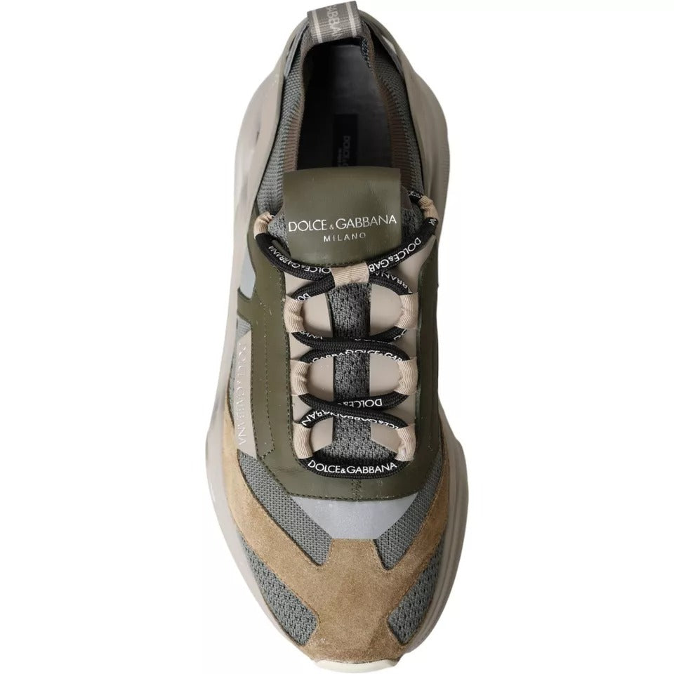 Dolce & Gabbana Green Beige Daymaster Low Top Sneakers Shoes