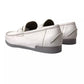 Dolce & Gabbana White Gray Leather Slip On Mocassin Loafer Shoes