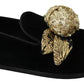 Dolce & Gabbana Black Velvet Gold Sequin Embellished Loafers Shoes